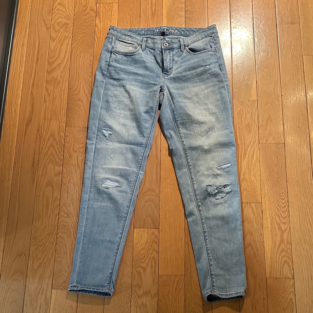 White House Black Market Light Blue Distressed Boyfriend Jeans